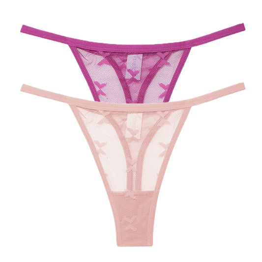 2 Pack Set Mesh Transparent Thong Women's Panties Underwear Seamless G-String Underpants Intimates Lingerie The Clothing Company Sydney