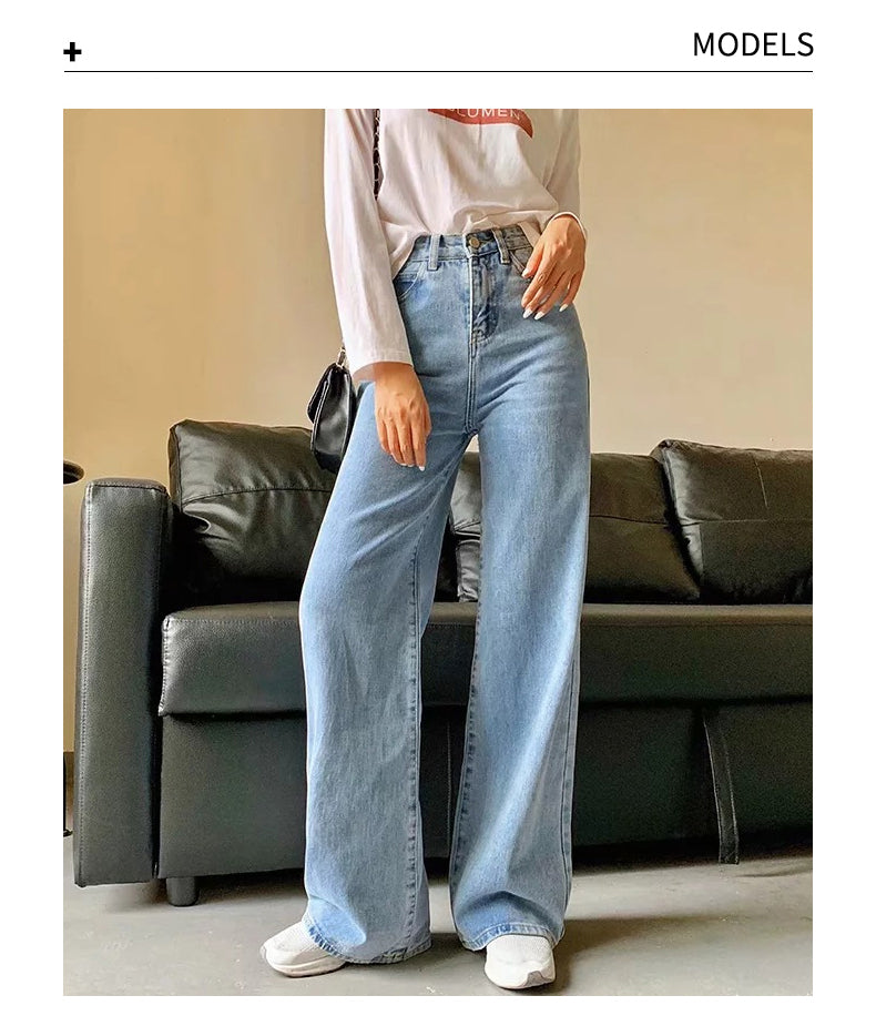 Y2k Wide Leg Pants High Waist Mom Jeans Fashion Denim Trousers Blue Jeans The Clothing Company Sydney