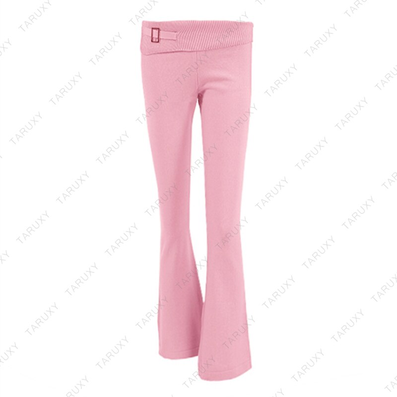 Women's Spring Outfits Casual Zipper Sweater Hoodie Set High Waist Flare Pants Suits Pink Knitted Y2k Two Piece Set The Clothing Company Sydney