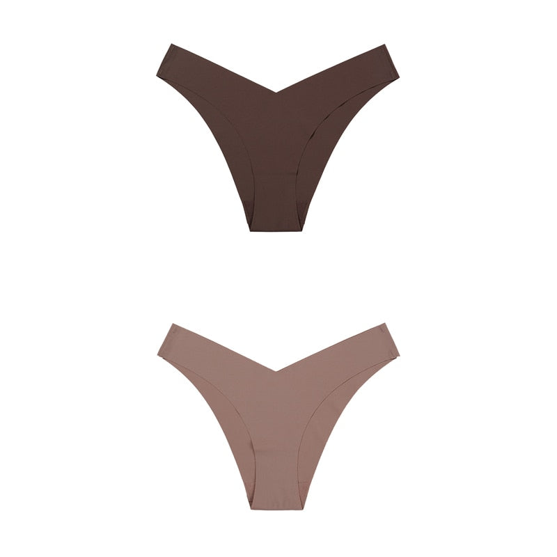 2 Pack Seamless Panties for Women Ice Silk Low Waist Underwear Fitness Sports Lingerie T-back G-string Thong Underwear The Clothing Company Sydney