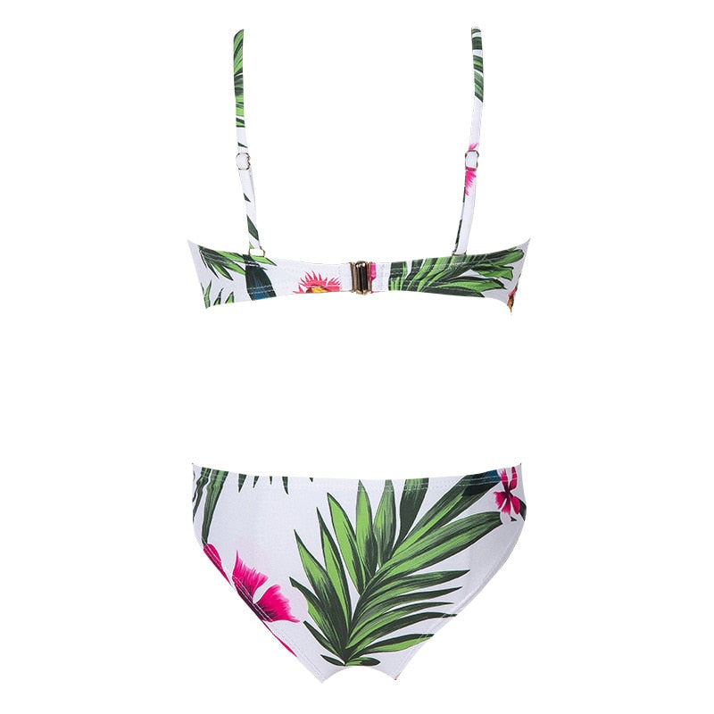 Push Up Bra High Waist V Neck Skinny Bikini Holiday Swimwear Flamingo Ruffle Print One Piece Swimsuit The Clothing Company Sydney