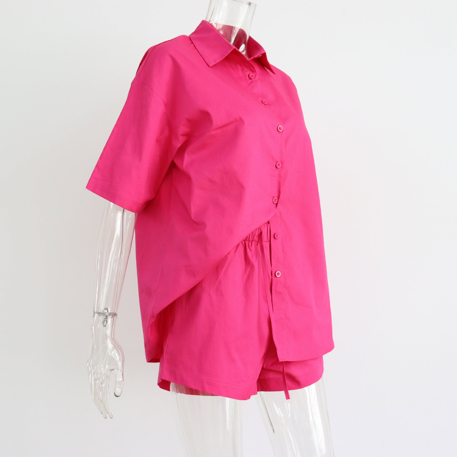 2 Piece Long Sleeve Shirt With Mini Shorts Cotton Stretch Waist Two Pieces Ladies Outfits Blouses Fashion Set The Clothing Company Sydney