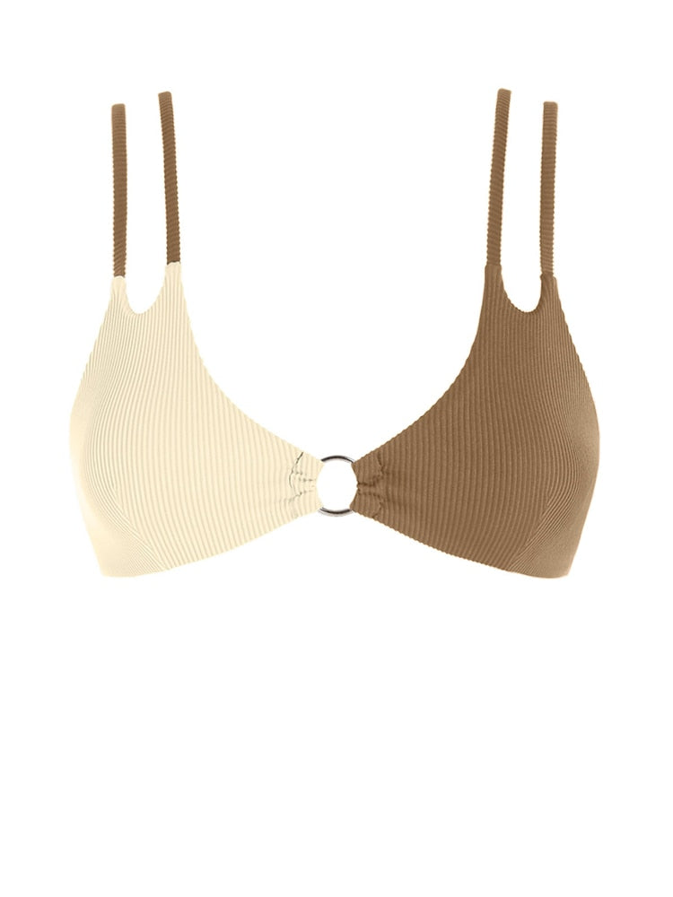 Two Tone Color Block O-ring Honeycomb Textured Bikini Swimwear Mix & Match Swimsuit Separates Beach Top And Bottom The Clothing Company Sydney