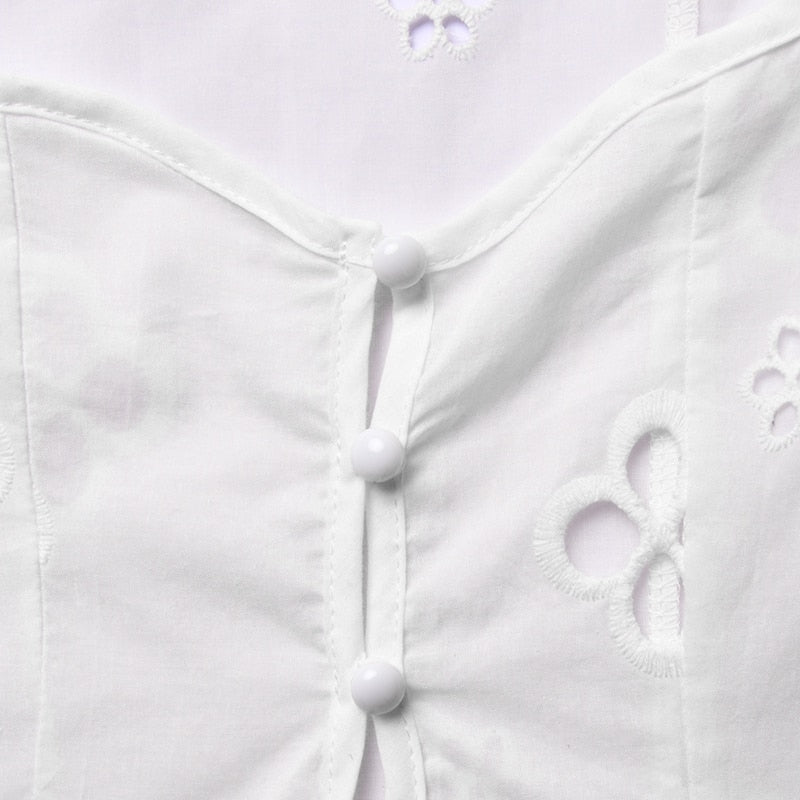 Square Neck Black White Mini Summer High Waist Short Sleeve Beachwear Bodycon Hollow Out Sundress Dress The Clothing Company Sydney