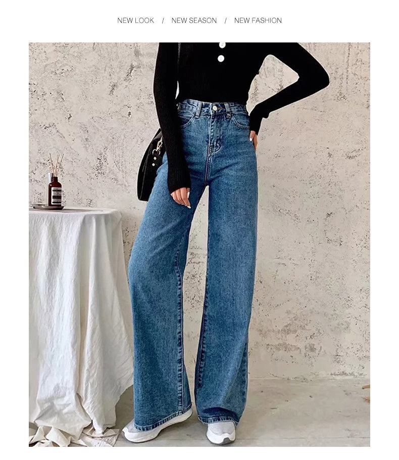 Y2k Wide Leg Pants High Waist Mom Jeans Fashion Denim Trousers Blue Jeans The Clothing Company Sydney
