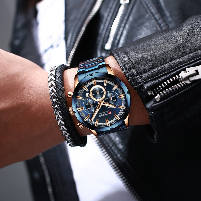 Men's Watch Luxury Sports Quartz Mens Watches Full Steel Waterproof Chronograph Wristwatch The Clothing Company Sydney