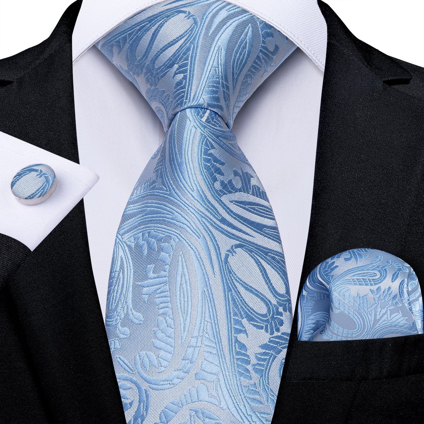Classic 100% Silk Men's Ties 8cm Blue Plaid Dot Striped Business Necktie Handkerchief Wedding Party Tie Set The Clothing Company Sydney
