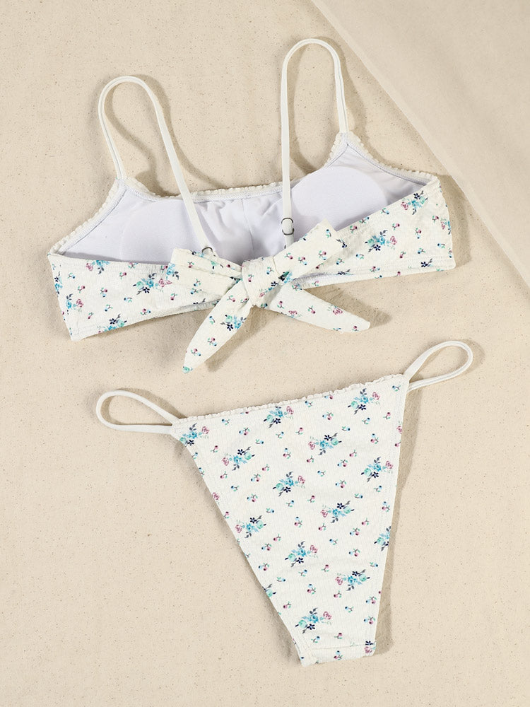 String Swimsuit Triangle Cup Type Bathing Suit Swimwear High Cut Drawstring Bandage Bikini Set The Clothing Company Sydney