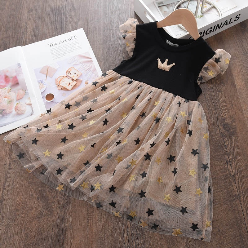 Kids Dresses for Girls Sleeveless Dress Sequined Party Costume Mesh Summer Puffy Rainbow Children Dress The Clothing Company Sydney