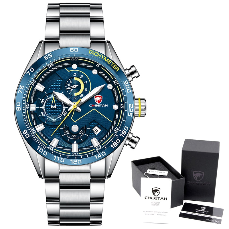 CHEETAH Men's Top Luxury Brand Stainless Steel Business Quartz Watches Chronograph Casual Sport Wrist Watches for Men The Clothing Company Sydney