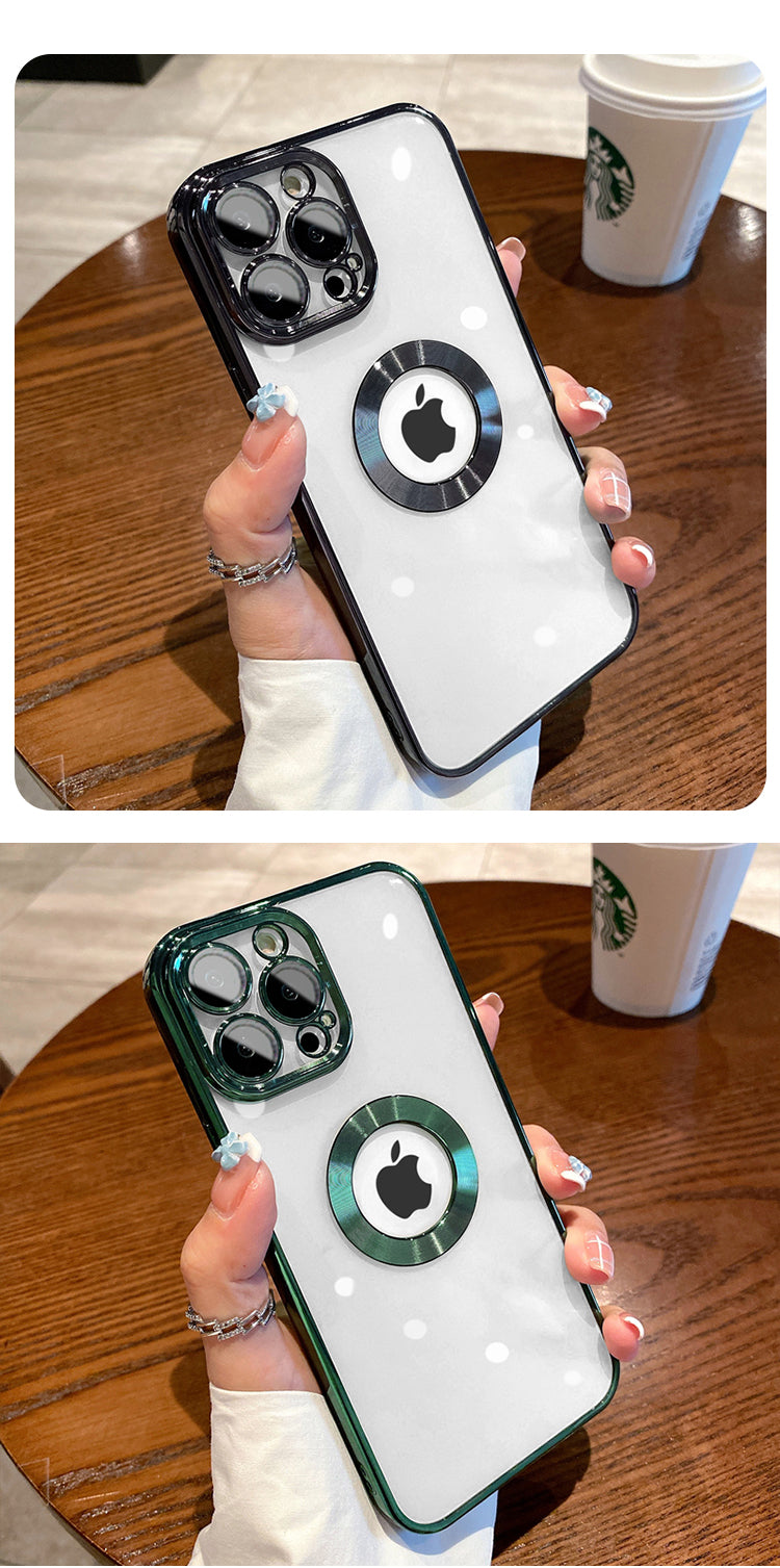 Luxury Square Plating Clear Case For iPhone 13 12 11 Pro Max X XR XS Plus LOGO Hole Hollow Soft Silicone Glass Camera Cover The Clothing Company Sydney