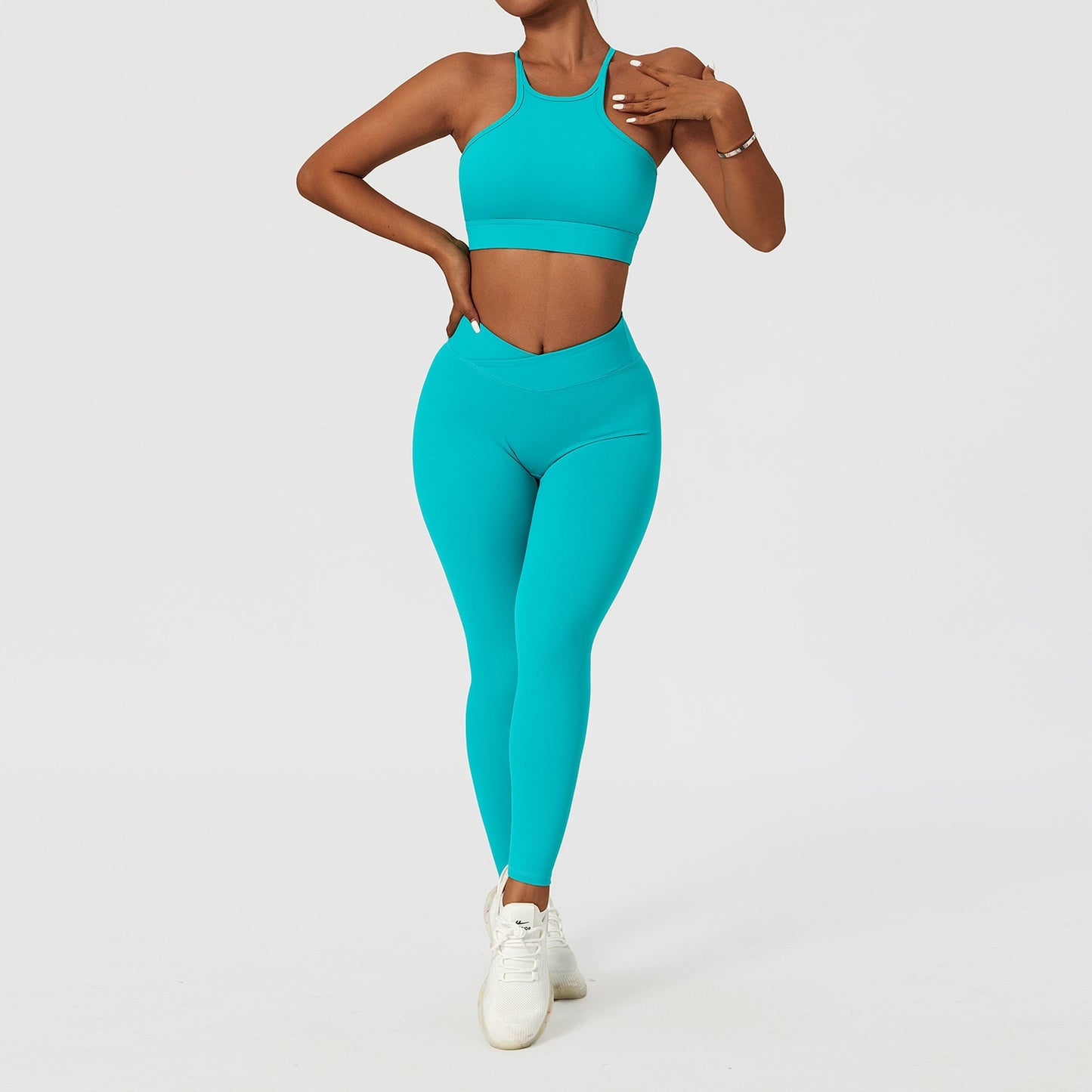 2 Piece Women's Yoga Set Workout Shirts Sport Pants Bra Gym Suits Fitness Shorts Crop Top High Waist Running Leggings Sports Sets The Clothing Company Sydney
