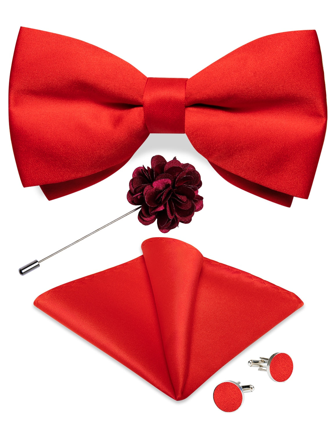 Wedding Bow Tie for Men Classic Red Pre-tied Bowtie Cufflinks Corsage Set for Party Silk Butterfly Knot Gift Set The Clothing Company Sydney