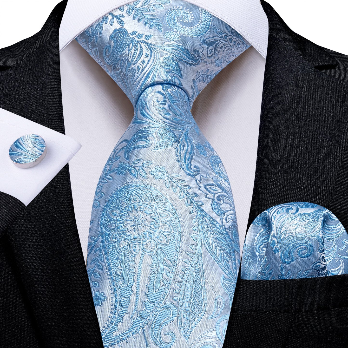 Classic 100% Silk Men's Ties 8cm Blue Plaid Dot Striped Business Necktie Handkerchief Wedding Party Tie Set The Clothing Company Sydney