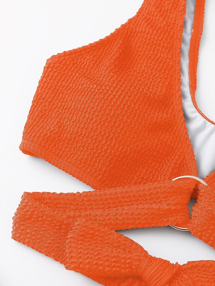 Metal Ring Textured Bikini Swimsuit Swimwear Push Up Bikini Set Bather Bathing Suit Beach Wear Bandage Bikini Set The Clothing Company Sydney