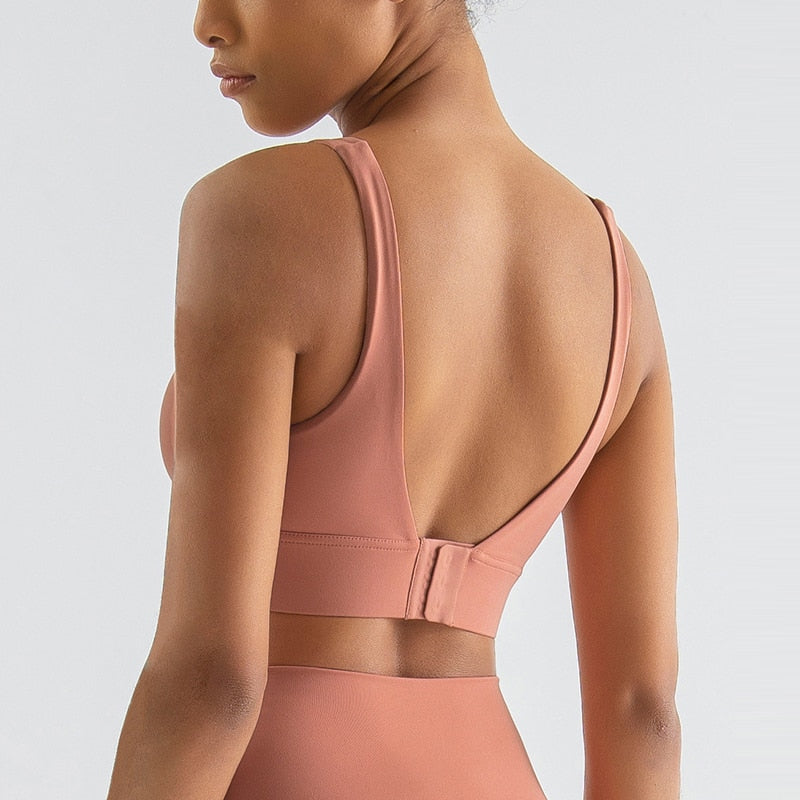 Women's Sports Bra Yoga Underwear Fixed Chest Pad Crop Tops Gym Sports Bras Shockproof Fitness Push Up Workout Bralette The Clothing Company Sydney