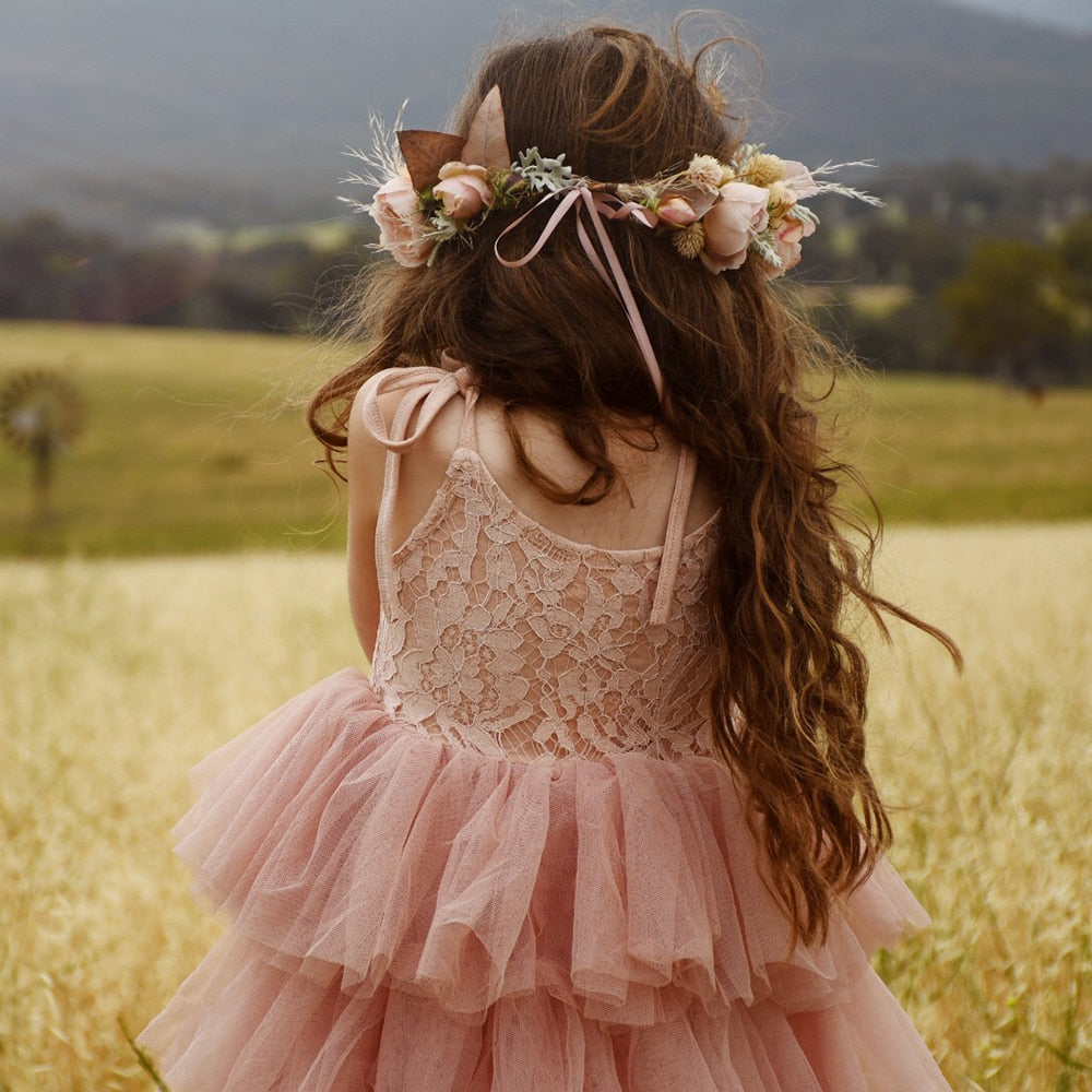 Summer Girls Casual Princess Children Beach Bathing Sleeveless Layered Birthday Party Cake Flower Tulle Costume The Clothing Company Sydney