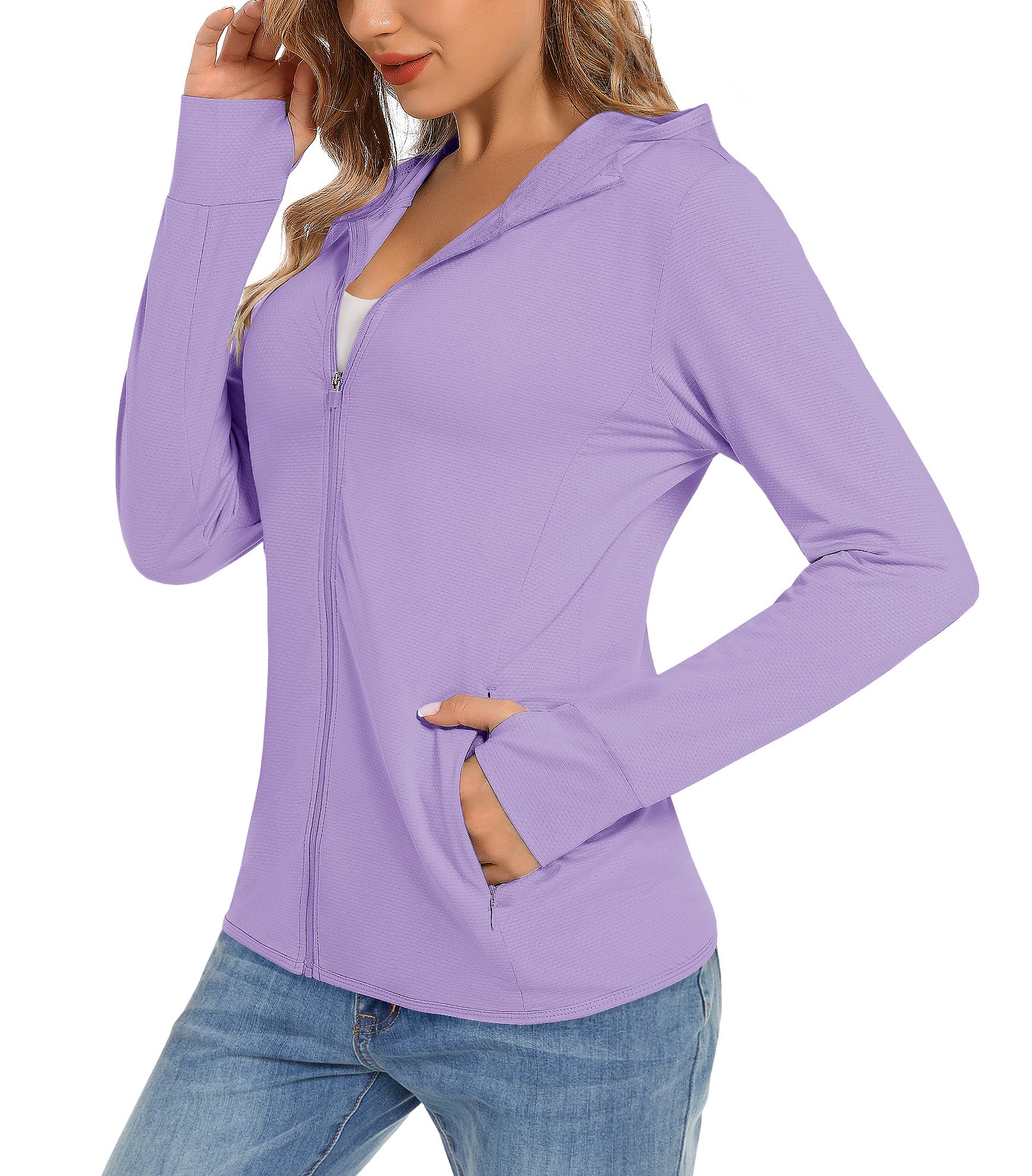 Summer Sun Protection Hoodies Women's Long Sleeve Casual Shirts UPF 50+ Sun Block Full Zip T-shirts With Zipper Pockets The Clothing Company Sydney