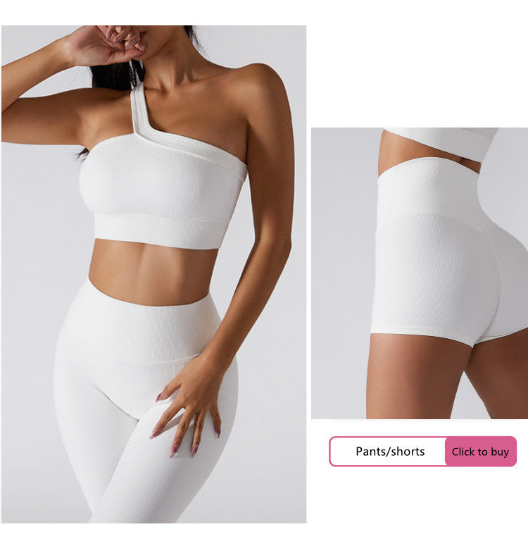Seamless Thread Fabric Fitness Bra Single Shoulder Strap Gym Top Sports Underwear Outerwear Running Yoga Clothes The Clothing Company Sydney