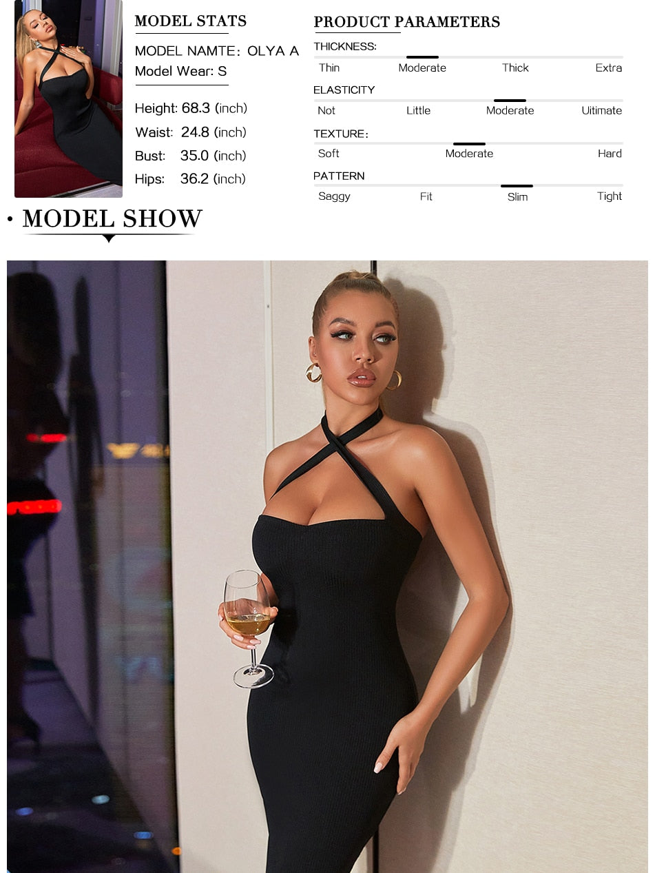 Halter Black Night Club Skinny Bandage Dress Summer Sexy Sleeveless Evening Celebrity Party Dresses Outfits The Clothing Company Sydney