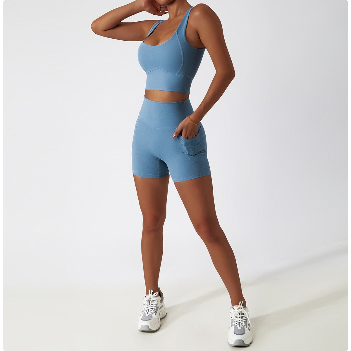 2 Piece Women Yoga Set Seamless Workout Suit Sportswear Gym Clothing Fitness Bra High Waist Leggings Sports Shorts Sports Suits The Clothing Company Sydney