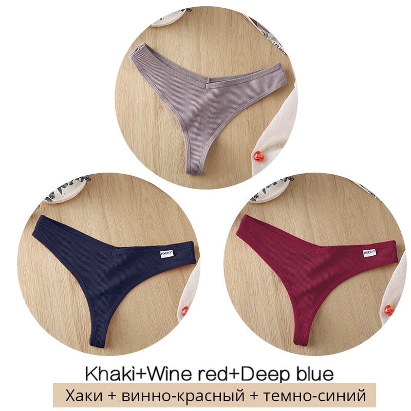 3 pack/Set Women's Cotton Mix Thongs Panties Low Waist G-String Briefs Ladies Brazilian Lingerie Girls Breathable Intimates The Clothing Company Sydney