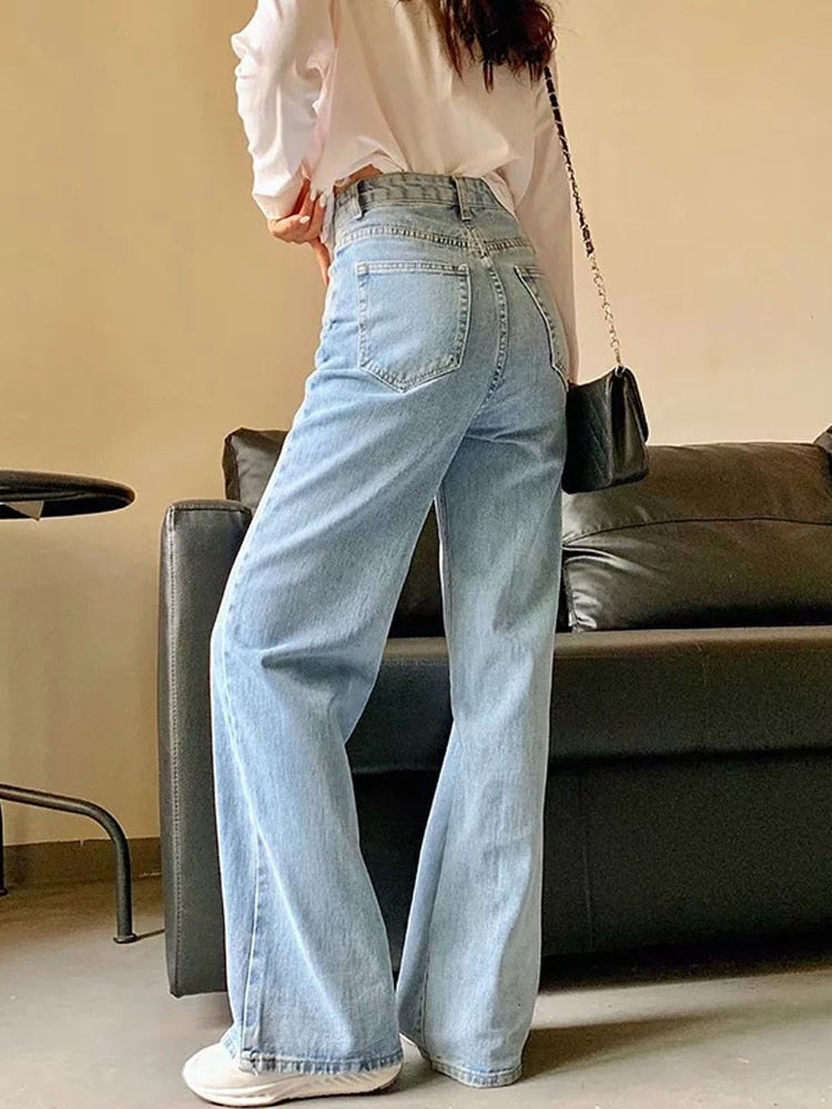 Y2k Wide Leg Pants High Waist Mom Jeans Fashion Denim Trousers Blue Jeans The Clothing Company Sydney