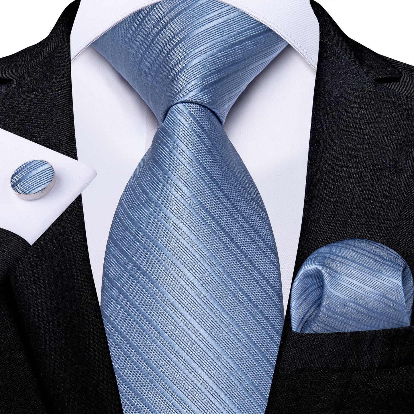 Classic 100% Silk Men's Ties 8cm Blue Plaid Dot Striped Business Necktie Handkerchief Wedding Party Tie Set The Clothing Company Sydney