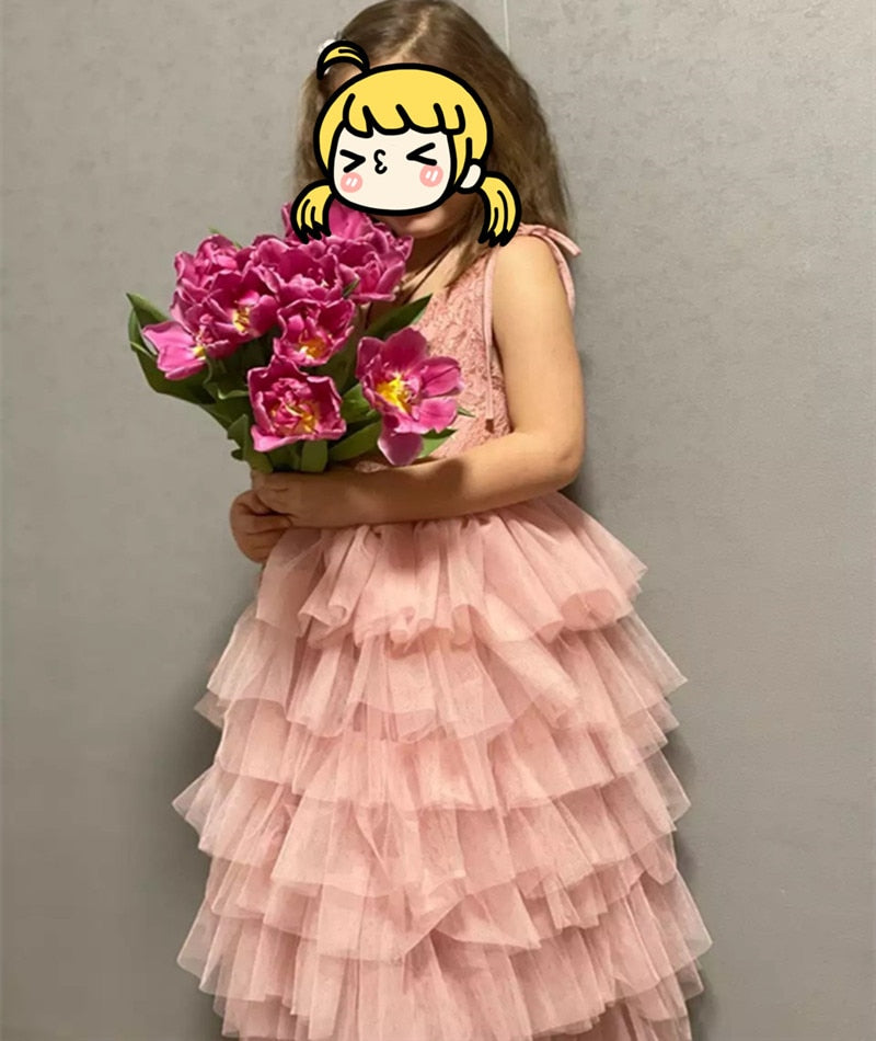 Summer Girls Casual Princess Children Beach Bathing Sleeveless Layered Birthday Party Cake Flower Tulle Costume The Clothing Company Sydney
