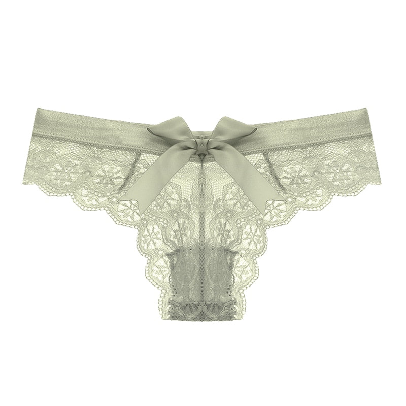 Lace Lingerie G String Underwear Bow  T-Back Thong Transparent Low Waist Panties The Clothing Company Sydney