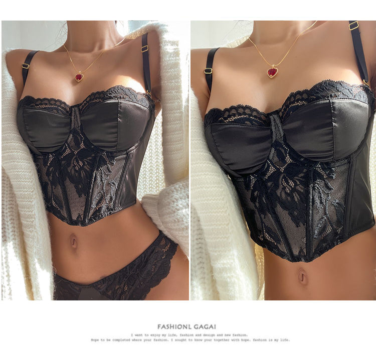 Lace Embroidery Bra Set Lingerie Steel Rubber Bone Push Up Bras French Brassiere Top and Panty Set Underwear The Clothing Company Sydney