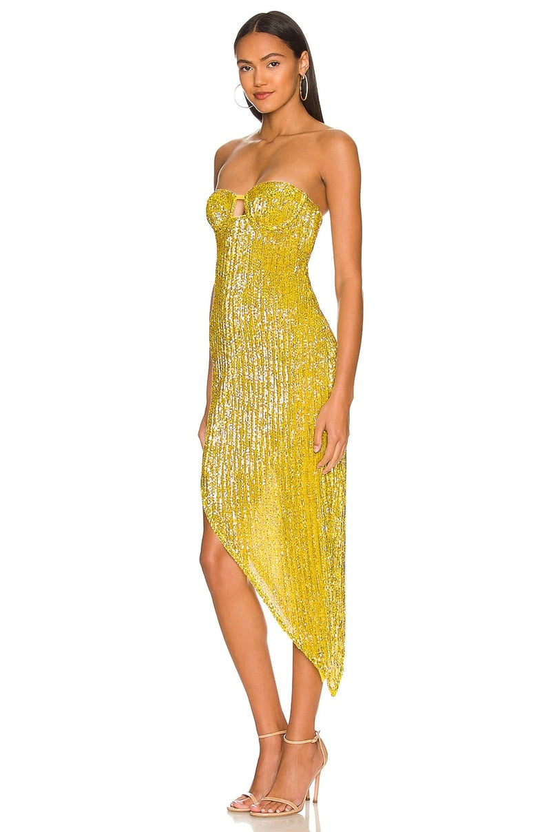 Sequin Dress Women Vacation Beach Backless Dress Split Bodycon Evening Party Dress The Clothing Company Sydney