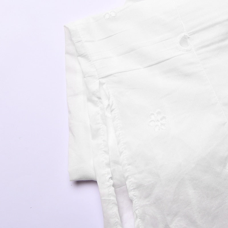 Square Neck Black White Mini Summer High Waist Short Sleeve Beachwear Bodycon Hollow Out Sundress Dress The Clothing Company Sydney