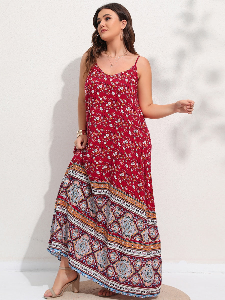 Ditsy Floral Maxi Cami Dress Backless Plus Size Women's Summer Elegant Large Hem Beach Dresses The Clothing Company Sydney