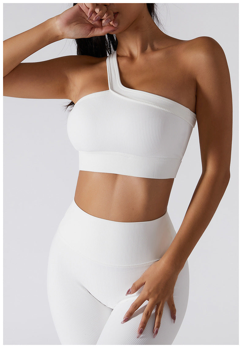 Seamless Thread Fabric Fitness Bra Single Shoulder Strap Gym Top Sports Underwear Outerwear Running Yoga Clothes The Clothing Company Sydney