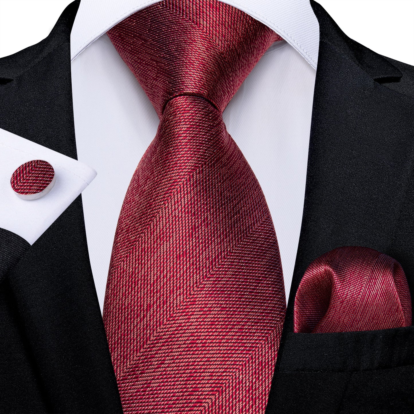 Designer Wedding Men's Tie Red Solid Striped Paisley Neckties For Men Business Hanky Cufflinks Tie Set The Clothing Company Sydney