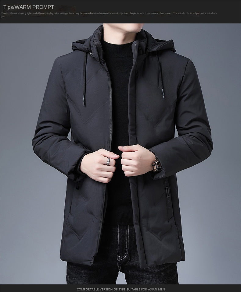 Brand Hooded Casual Fashion Long Thicken Outwear Parkas Jacket Men Winter Windbreaker Coats Men Clothing The Clothing Company Sydney