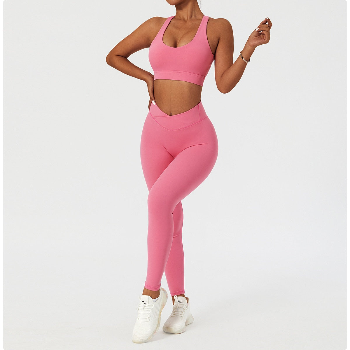 2 Piece Women's Yoga Set Workout Shirts Sport Pants Bra Gym Suits Fitness Shorts Crop Top High Waist Running Leggings Sports Sets The Clothing Company Sydney