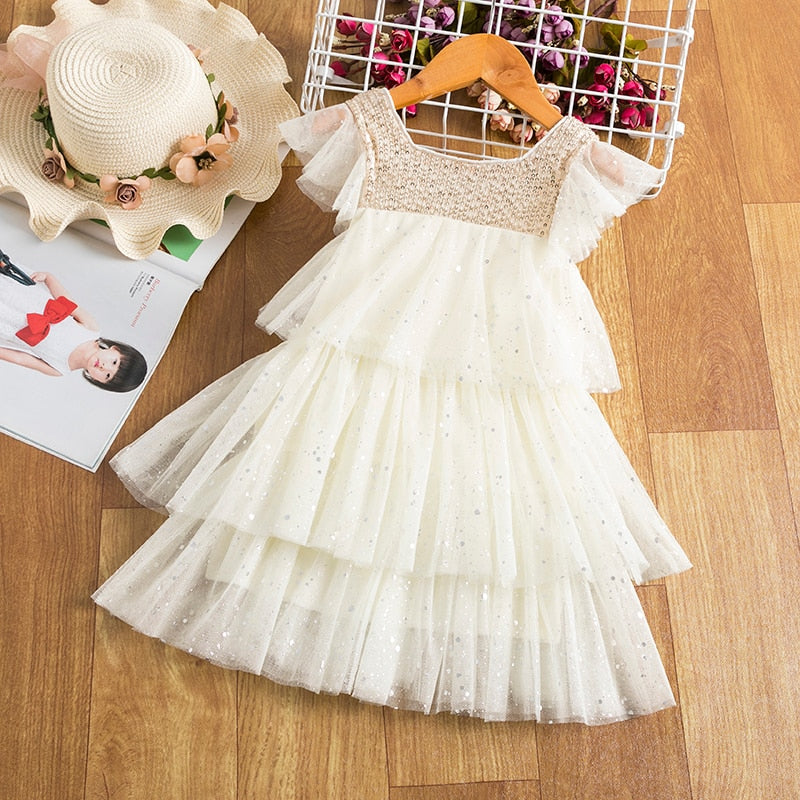 Summer Girls Casual Princess Children Beach Bathing Sleeveless Layered Birthday Party Cake Flower Tulle Costume The Clothing Company Sydney