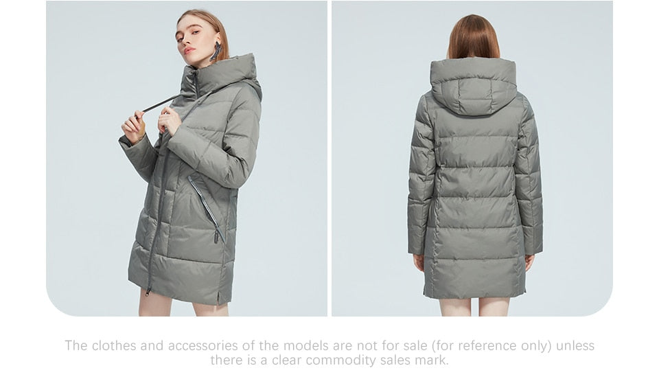 Winter Jacket Women's Stand Collar Hooded Cold Protection Windproof Lady Coat Big Pocket Mid-Length Parka The Clothing Company Sydney