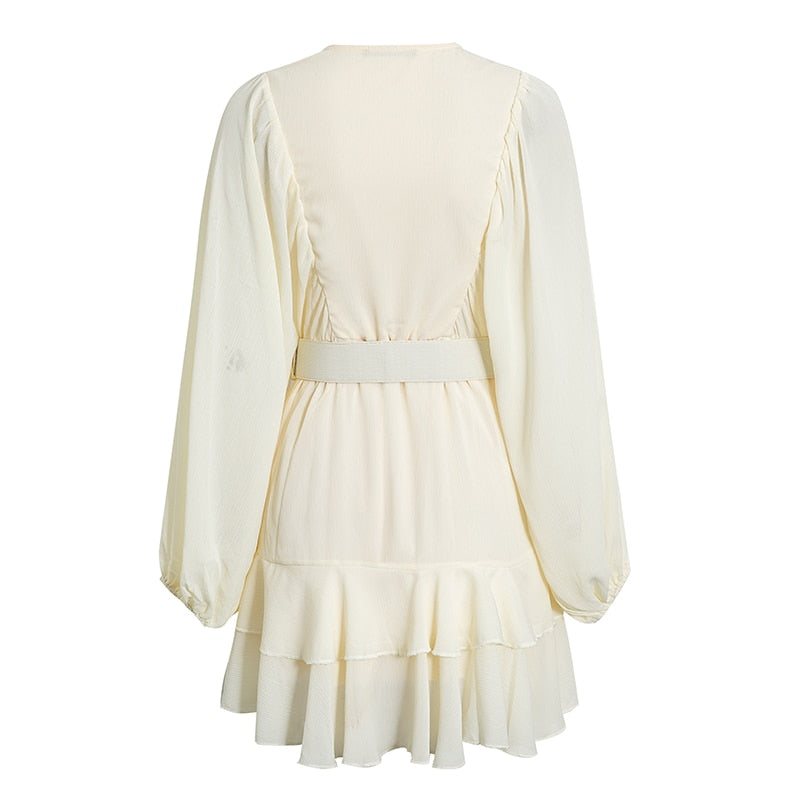 Belt blue plaid batwing long sleeve women dress summer Office ruffle shirt mini dress Casual button A-line Dress - The Clothing Company Sydney