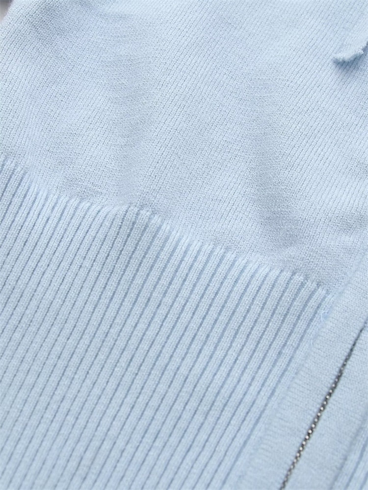 Women's Spring Outfits Casual Zipper Sweater Hoodie Set High Waist Flare Pants Suits Pink Knitted Y2k Two Piece Set The Clothing Company Sydney