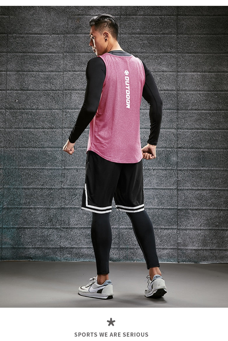 4 Piece/Set Men's Basketball Tracksuit Gym Fitness Compression Sports Suit Running Jogging Sport Wear Exercise Workout Tights Shorts The Clothing Company Sydney