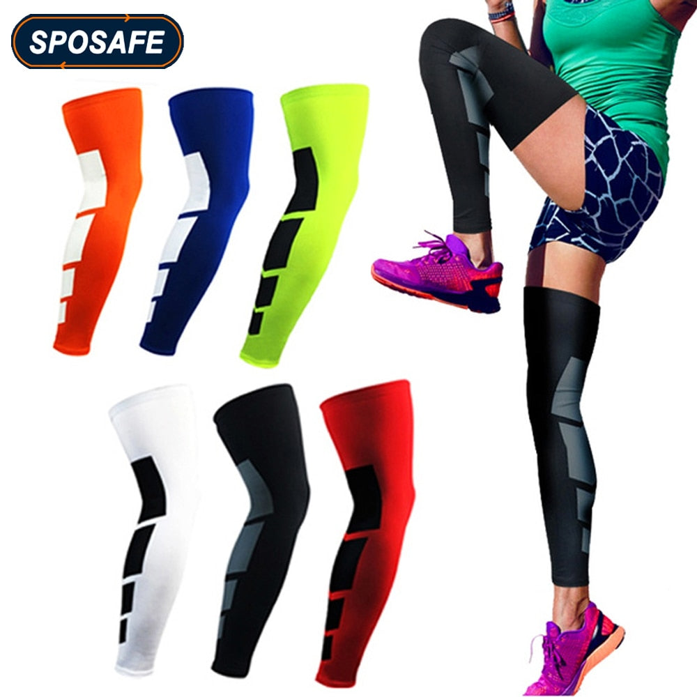 Sports Anti-slip Full Length Compression Leg Sleeves Calf Shin Splint Support Protector for Cycling Running Basketball Golf Sleeve The Clothing Company Sydney