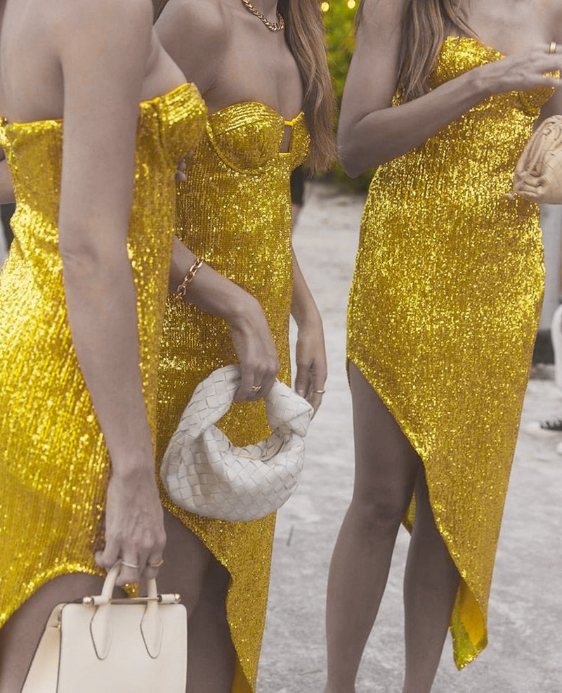 Sequin Dress Women Vacation Beach Backless Dress Split Bodycon Evening Party Dress The Clothing Company Sydney