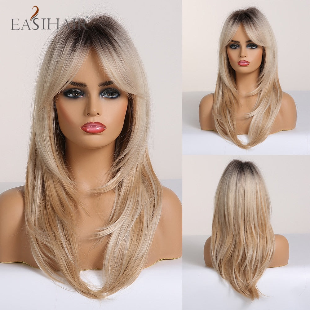 Short Straight Bob Wigs with Bang Golden Brown Natural Synthetic Hair for Women Daily Cosplay Heat Resistant Fiber Wigs The Clothing Company Sydney
