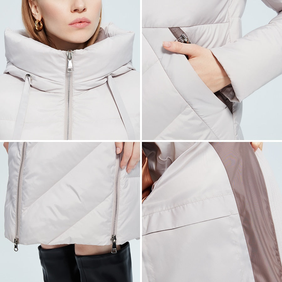 Winter Women Long Cotton Jacket Stand Collar Hooded Warm Windproof Coat Pockets Zipper Parka The Clothing Company Sydney