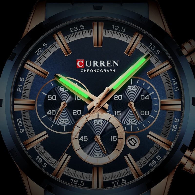 Men's Watch Luxury Sports Quartz Mens Watches Full Steel Waterproof Chronograph Wristwatch The Clothing Company Sydney