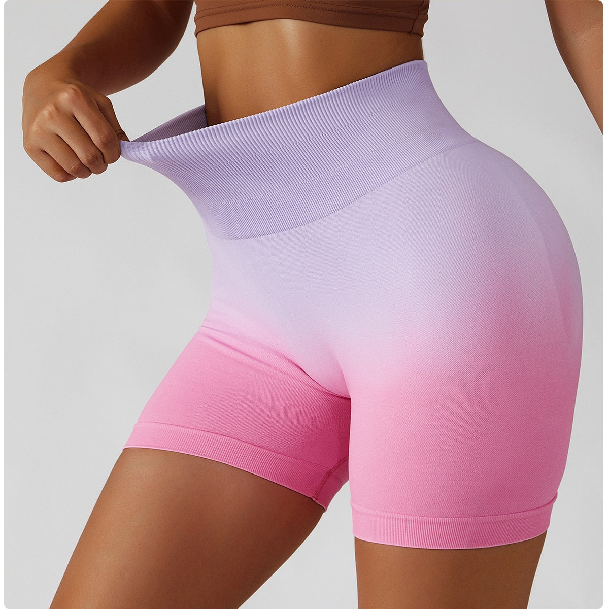 Gradient Seamless Yoga Shorts Gym Running Workout Tight Sports Shorts High Waist Elastic Butt Lifting Fitness Pants Shorts The Clothing Company Sydney