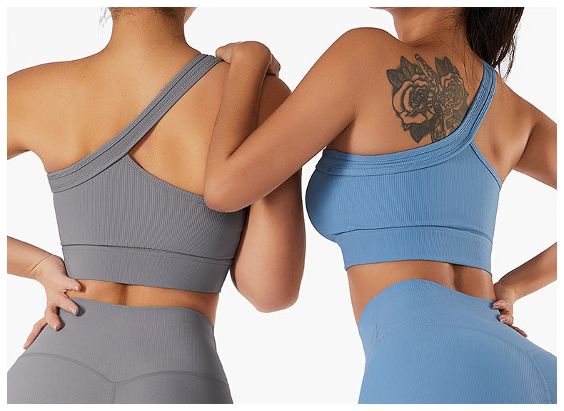 Seamless Thread Fabric Fitness Bra Single Shoulder Strap Gym Top Sports Underwear Outerwear Running Yoga Clothes The Clothing Company Sydney